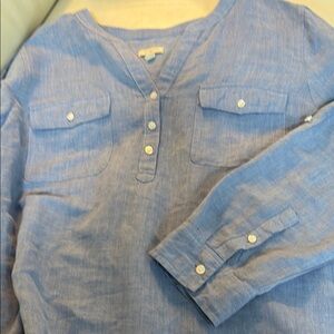 Talbots Blue Button-Front Top